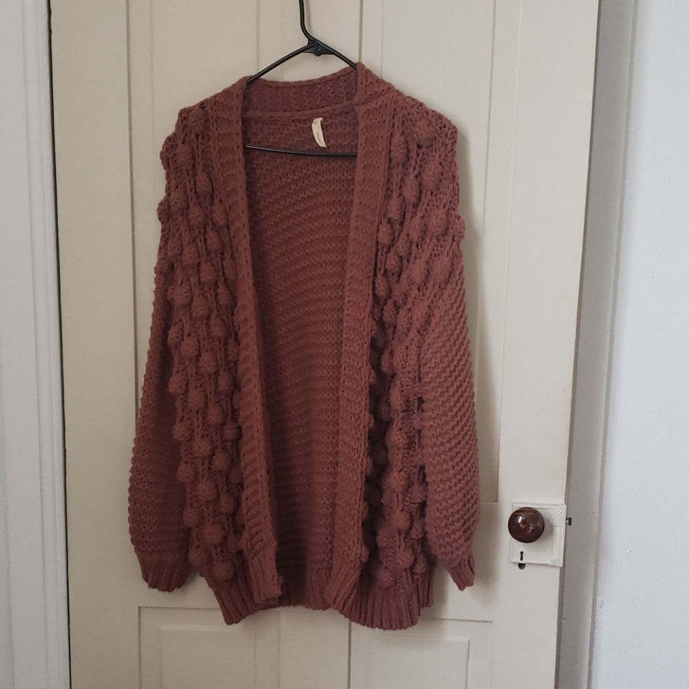 Bubble Knit Oversized Cardigan Sweater